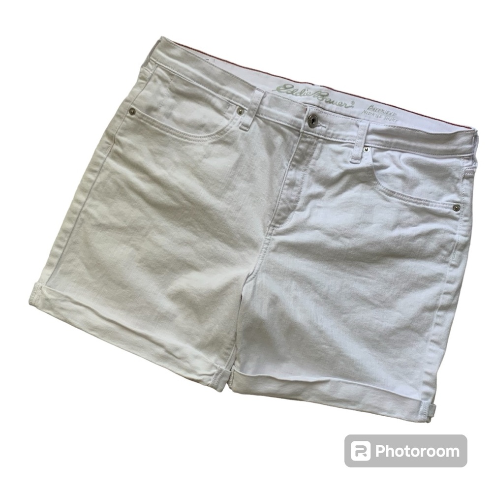 Eddie Bauer womens Boyfriend Midrise white denim shorts - size 12
